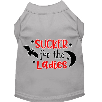 Sucker for the Ladies Screen Print Dog Shirt Grey Lg