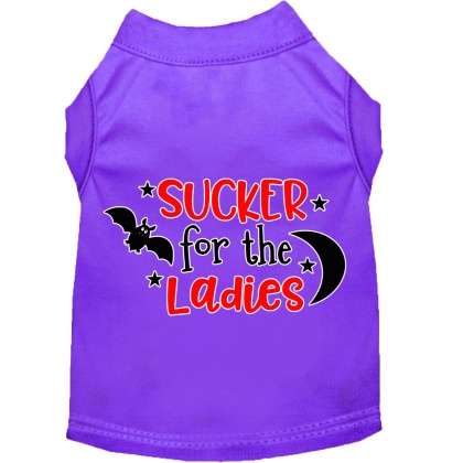 Sucker for the Ladies Screen Print Dog Shirt Purple Lg