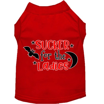 Sucker for the Ladies Screen Print Dog Shirt Red Lg