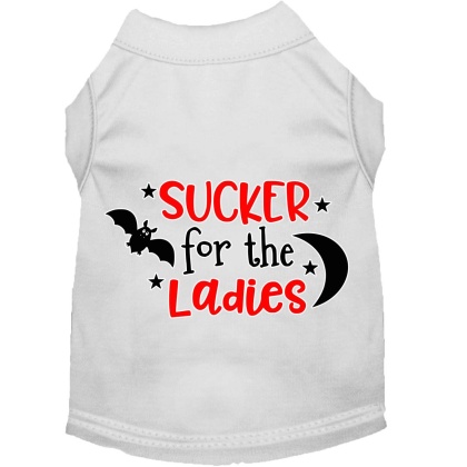Sucker for the Ladies Screen Print Dog Shirt White Lg