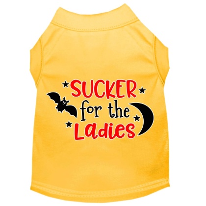 Sucker for the Ladies Screen Print Dog Shirt Yellow Lg