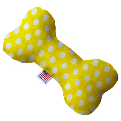 Sunny Yellow Swiss Dots 10 Inch Canvas Bone Dog Toy