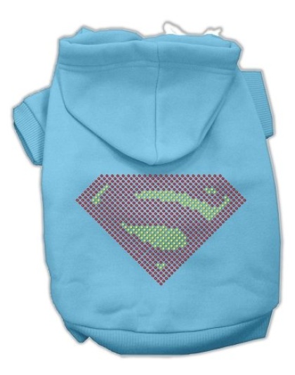 Super! Rhinestone Hoodies Baby Blue L