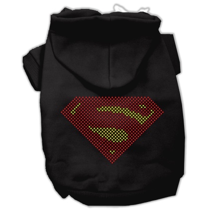 Super! Rhinestone Hoodies Black L