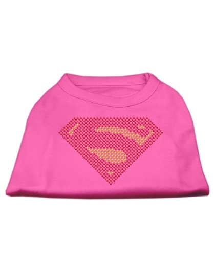 Super! Rhinestone Shirts Bright Pink L