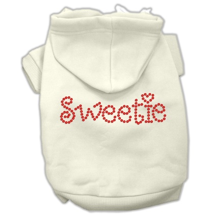 Sweetie Rhinestone Hoodies Cream L