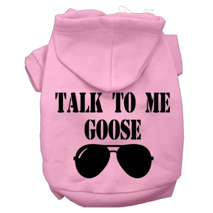 Talk to me Goose Screen Print Dog Hoodie Light Pink L