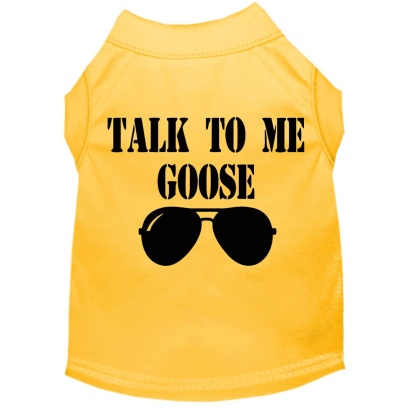 Talk to me Goose Screen Print Dog Shirt Yellow Lg