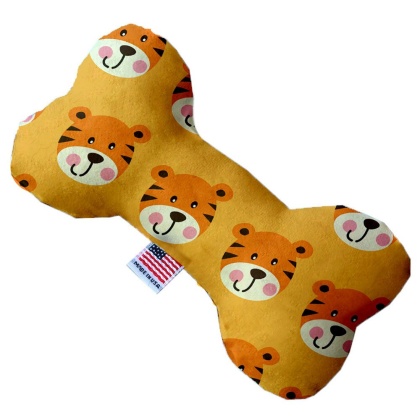 Tally the Tiger 10 inch Canvas Bone Dog Toy