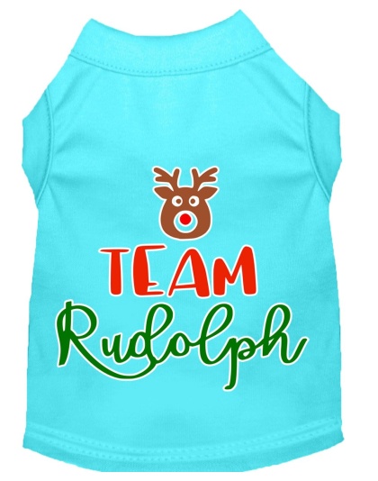 Team Rudolph Screen Print Dog Shirt Aqua Lg