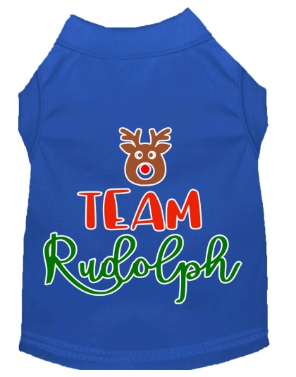 Team Rudolph Screen Print Dog Shirt Blue Lg