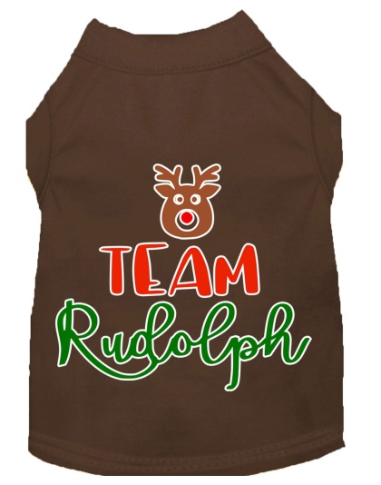 Team Rudolph Screen Print Dog Shirt Brown Lg