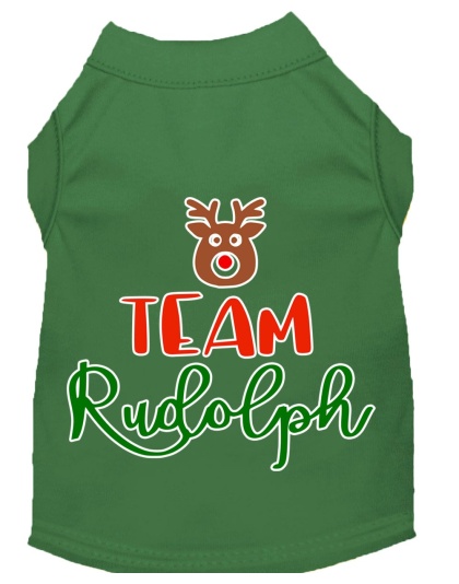 Team Rudolph Screen Print Dog Shirt Green Lg