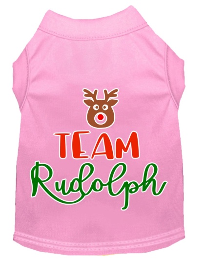 Team Rudolph Screen Print Dog Shirt Light Pink Lg