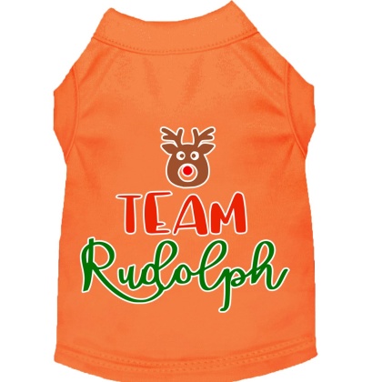 Team Rudolph Screen Print Dog Shirt Orange Lg