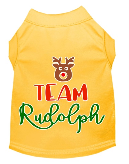 Team Rudolph Screen Print Dog Shirt Yellow Lg