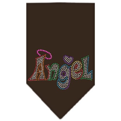 Technicolor Angel Rhinestone Pet Bandana Cocoa Size Large
