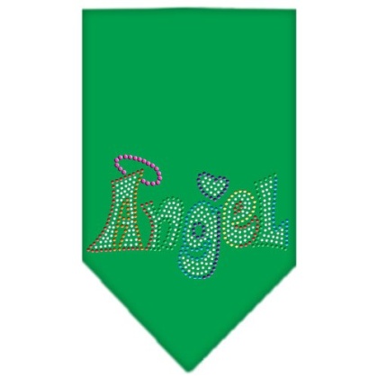 Technicolor Angel Rhinestone Pet Bandana Emerald Green Size Large