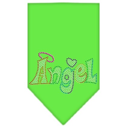 Technicolor Angel Rhinestone Pet Bandana Lime Green Size Large