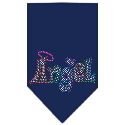 Technicolor Angel Rhinestone Pet Bandana Navy Size Large