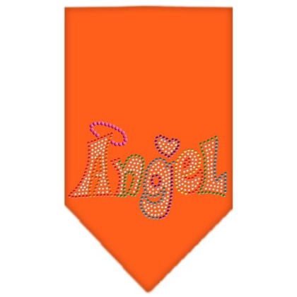 Technicolor Angel Rhinestone Pet Bandana Orange Size Large
