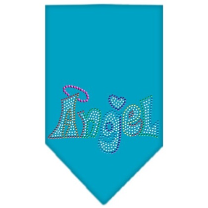 Technicolor Angel Rhinestone Pet Bandana Turquoise Size Large