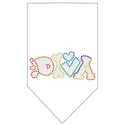 Technicolor Angel Rhinestone Pet Bandana White Size Large