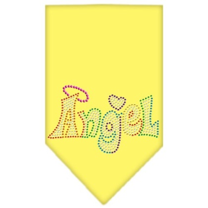 Technicolor Angel Rhinestone Pet Bandana Yellow Size Large