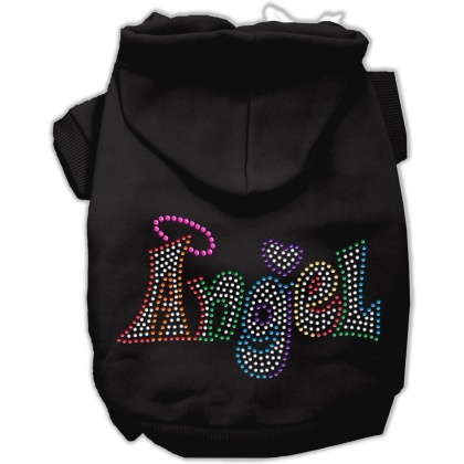 Technicolor Angel Rhinestone Pet Hoodie Black Lg