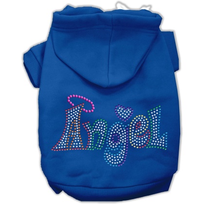 Technicolor Angel Rhinestone Pet Hoodie Blue Lg