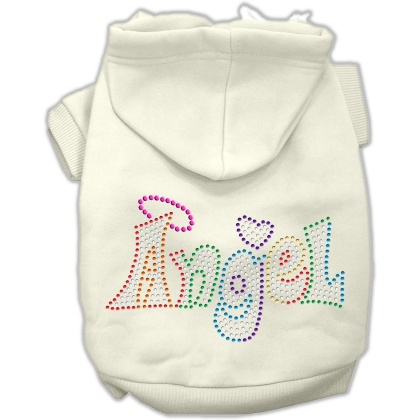 Technicolor Angel Rhinestone Pet Hoodie Cream Lg