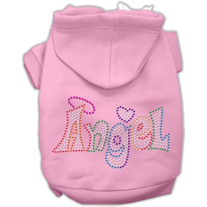 Technicolor Angel Rhinestone Pet Hoodie Light Pink Lg