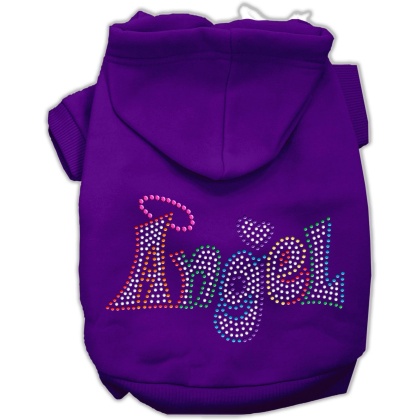 Technicolor Angel Rhinestone Pet Hoodie Purple Lg