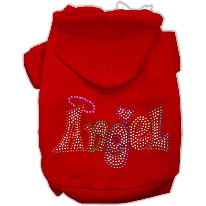 Technicolor Angel Rhinestone Pet Hoodie Red Lg
