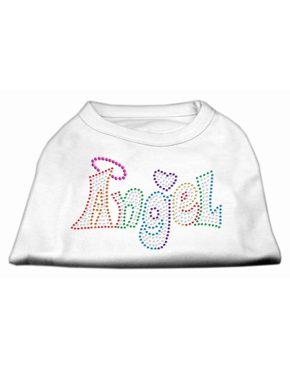 Technicolor Angel Rhinestone Pet Shirt White Lg