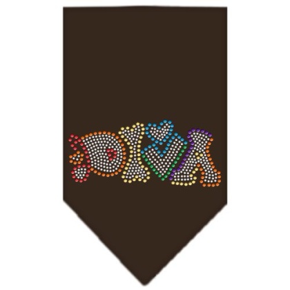 Technicolor Diva Rhinestone Pet Bandana Cocoa Size Large