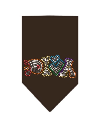 Technicolor Diva Rhinestone Pet Bandana Cocoa Size Large