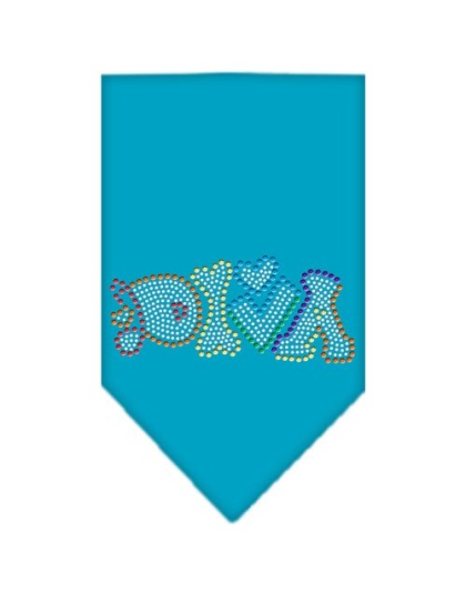 Technicolor Diva Rhinestone Pet Bandana Turquoise Size Large