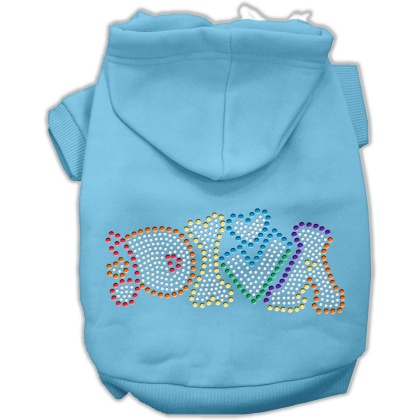 Technicolor Diva Rhinestone Pet Hoodie Baby Blue Lg
