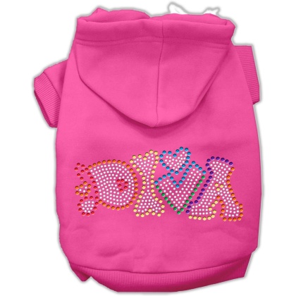 Technicolor Diva Rhinestone Pet Hoodie Bright Pink Lg
