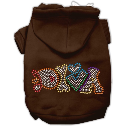 Technicolor Diva Rhinestone Pet Hoodie Brown Lg