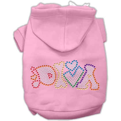 Technicolor Diva Rhinestone Pet Hoodie Light Pink Lg
