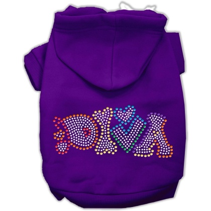 Technicolor Diva Rhinestone Pet Hoodie Purple Lg