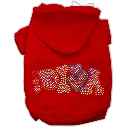 Technicolor Diva Rhinestone Pet Hoodie Red Lg