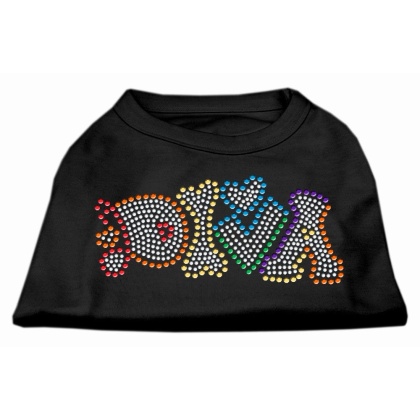 Technicolor Diva Rhinestone Pet Shirt Black Lg