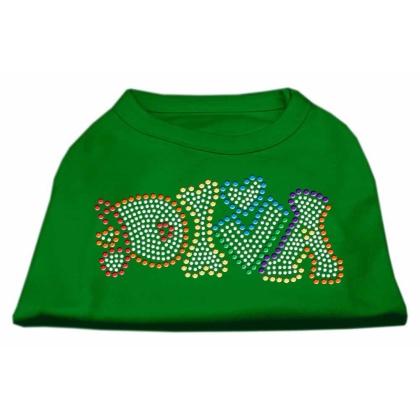 Technicolor Diva Rhinestone Pet Shirt Emerald Green Lg