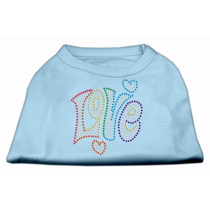 Technicolor Love Rhinestone Pet Shirt Baby Blue Lg