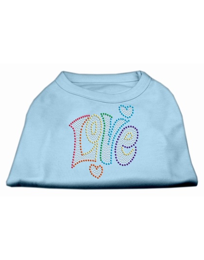 Technicolor Love Rhinestone Pet Shirt Baby Blue Lg