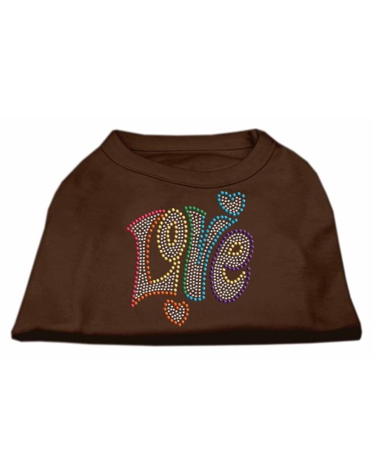 Technicolor Love Rhinestone Pet Shirt Brown Lg