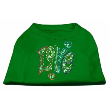 Technicolor Love Rhinestone Pet Shirt Emerald Green Lg